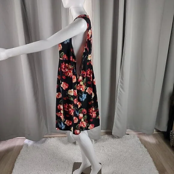 H&M "Mama" Women's Black, Pink, Floral, Side Zip, Sleeveless, Midi Dress Size M - Picture 5 of 15